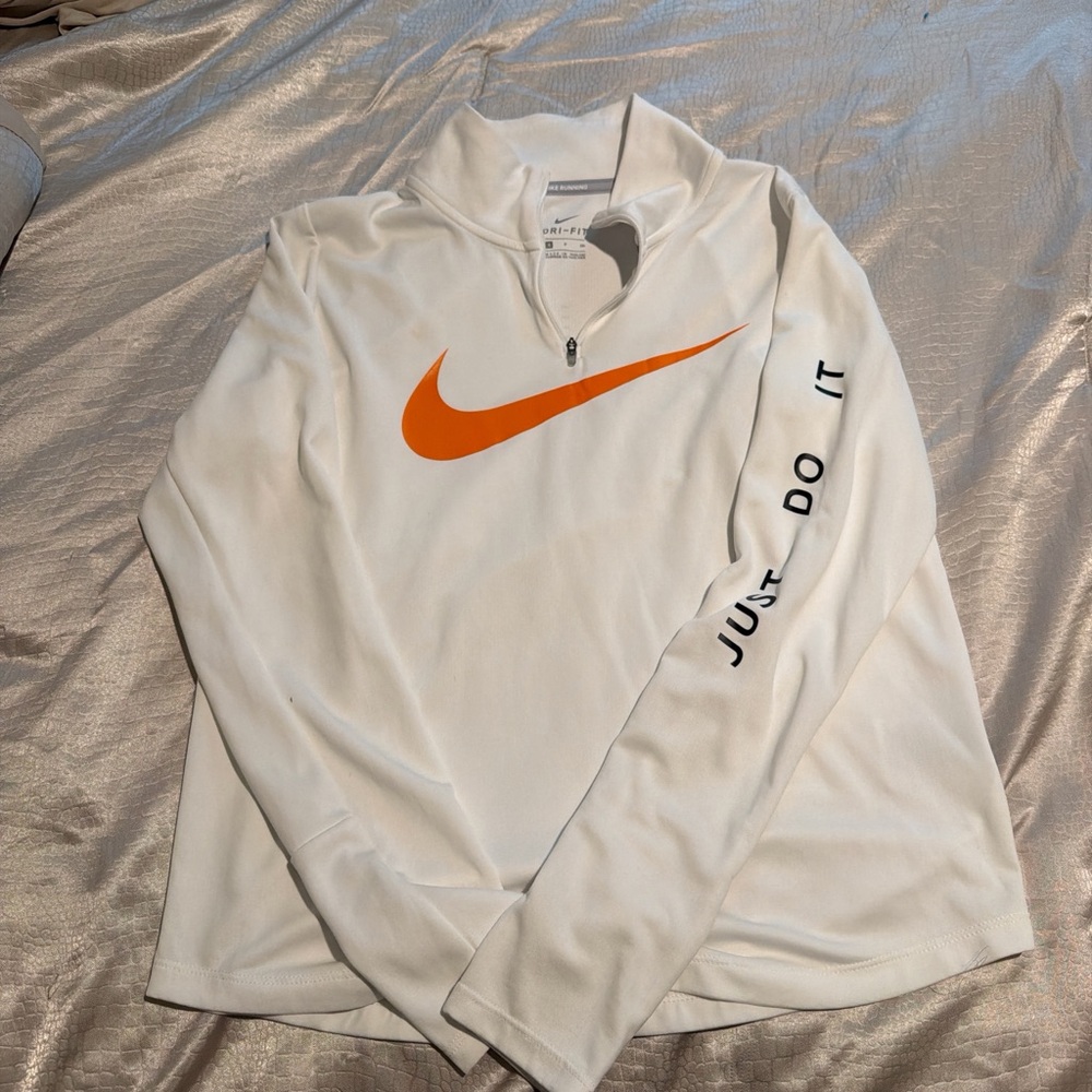 Nike White Pullover with Orange Swoosh